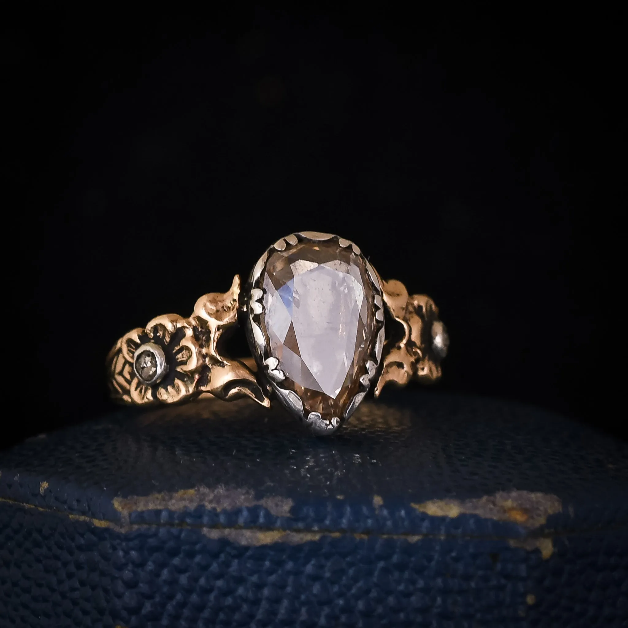 Reserved Georgian 2.30ct Pear Diamond Solitaire Ring