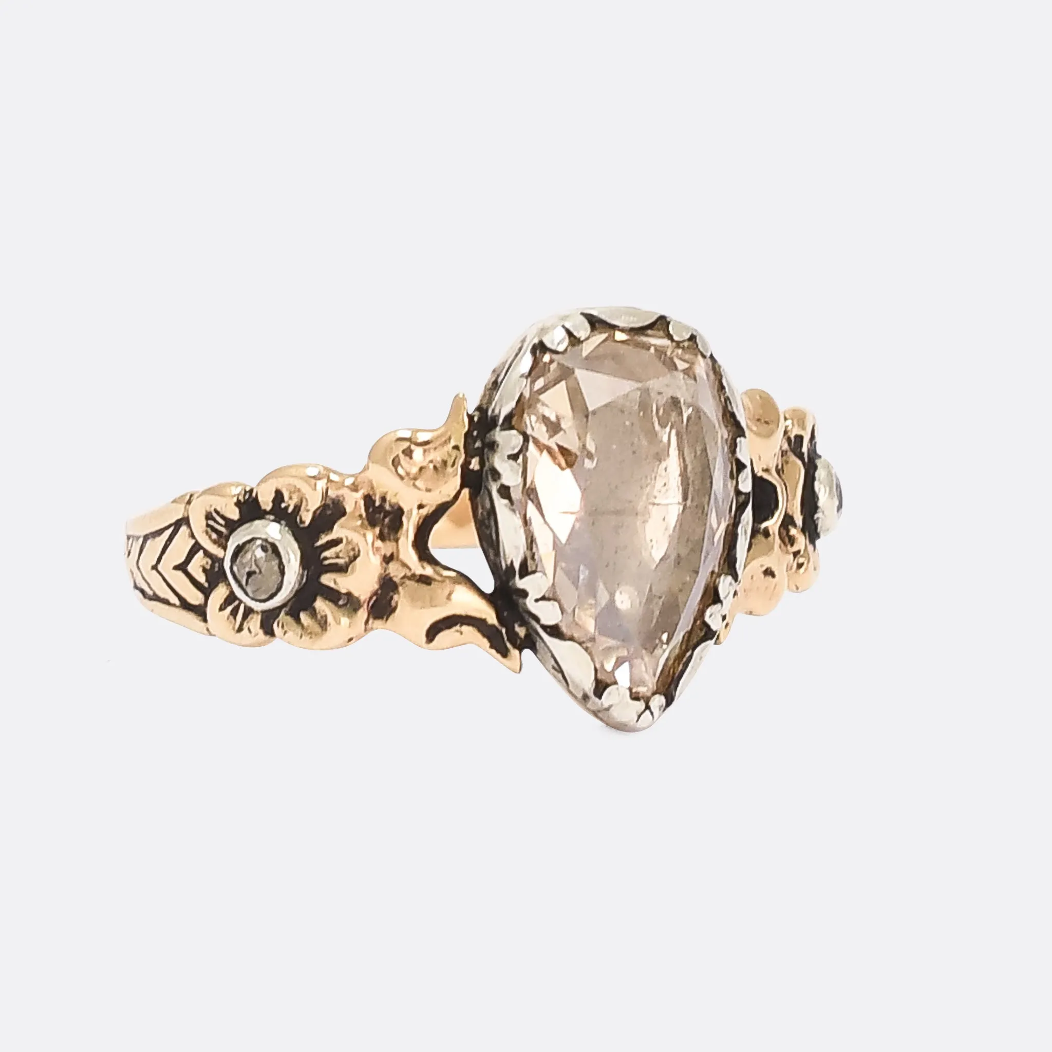 Reserved Georgian 2.30ct Pear Diamond Solitaire Ring
