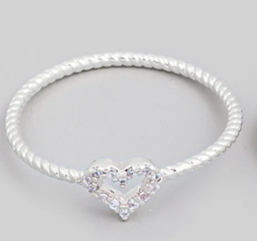 Rhinestone Heart Ring Set