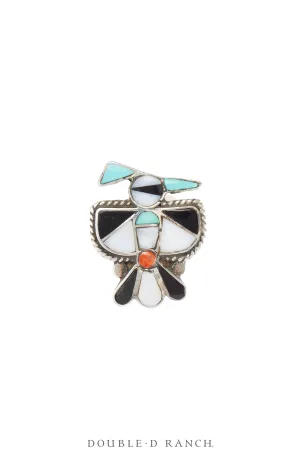 Ring, Novelty, Inlay, Coral & Turquoise, Vintage, 1578