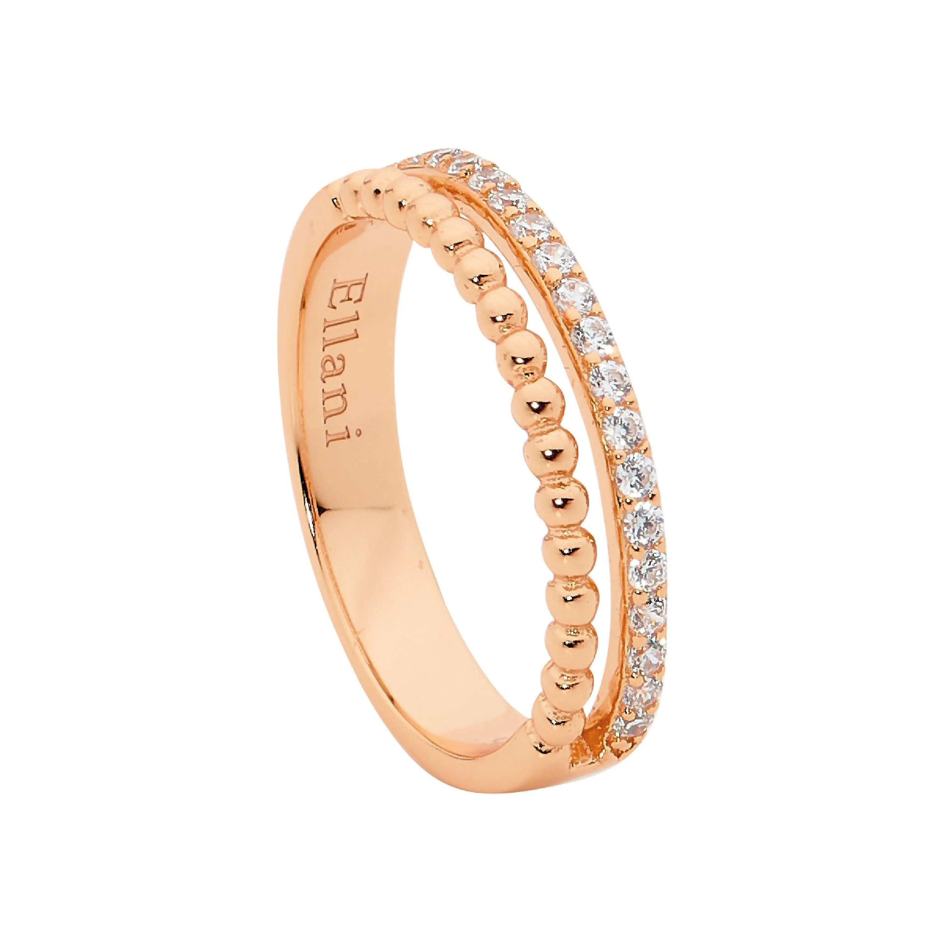 Ring - Silver Double Row CZ and Bubble - Different Sizes Available
