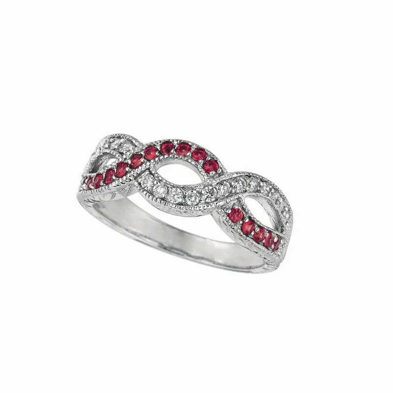 ROSE SAPPHIRE & DIAMOND TWISTED RING 14K GOLD (0.52 CTW)