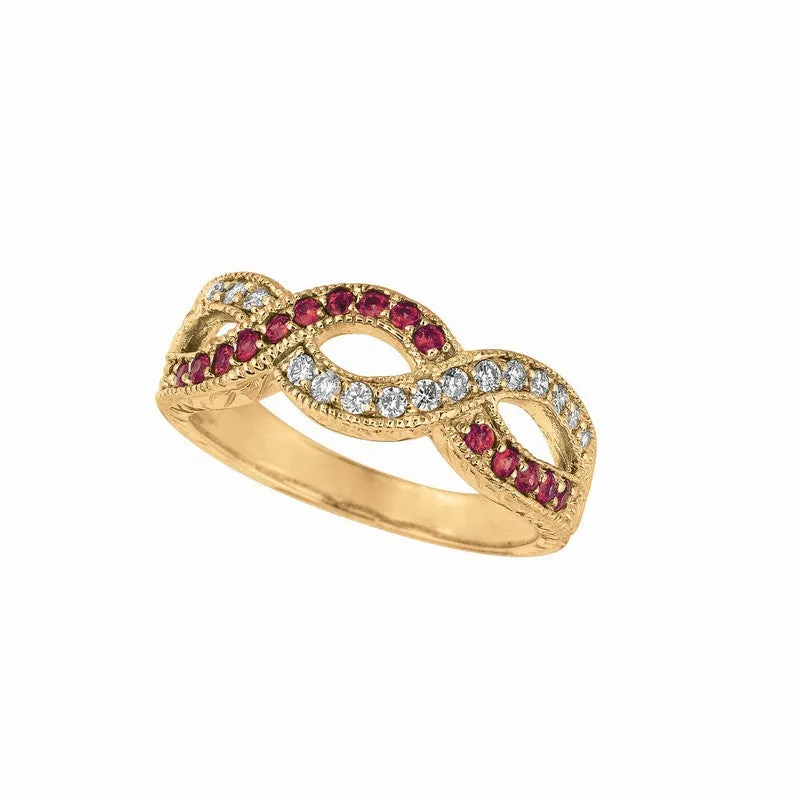 ROSE SAPPHIRE & DIAMOND TWISTED RING 14K GOLD (0.52 CTW)