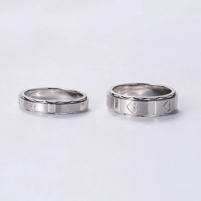 Rotatable Love Heart Spinner Matching Rings