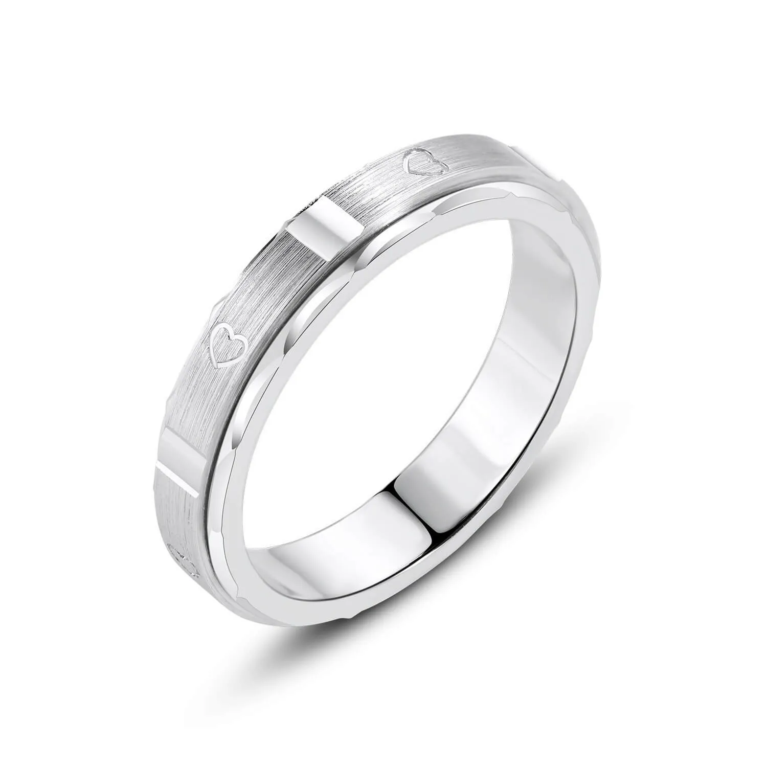 Rotatable Love Heart Spinner Matching Rings