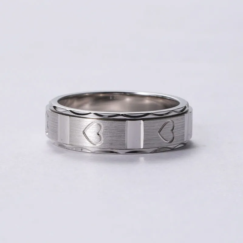 Rotatable Love Heart Spinner Matching Rings