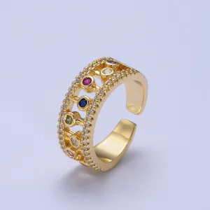 Round Bezel Cut Ring Colorful CZ Ring Stackable Gold Filled Ring O-2127