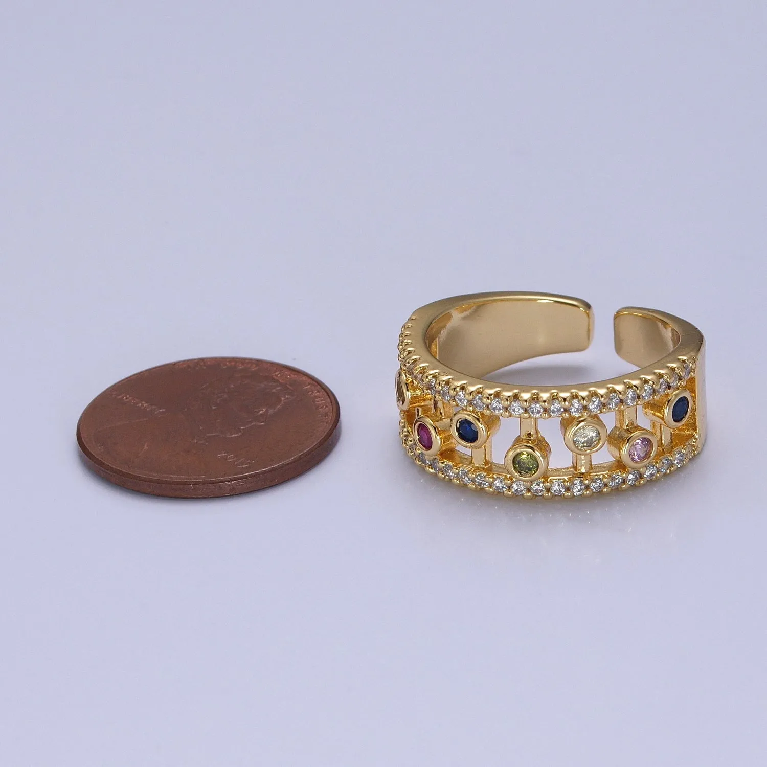 Round Bezel Cut Ring Colorful CZ Ring Stackable Gold Filled Ring O-2127
