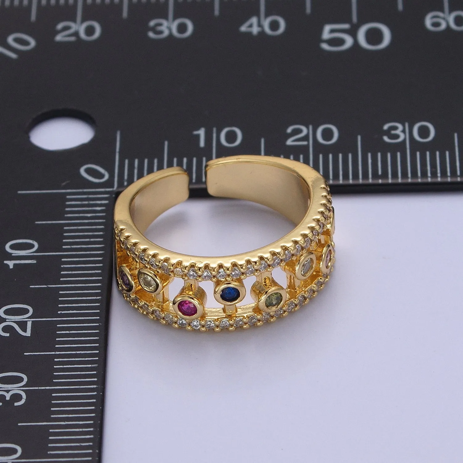 Round Bezel Cut Ring Colorful CZ Ring Stackable Gold Filled Ring O-2127