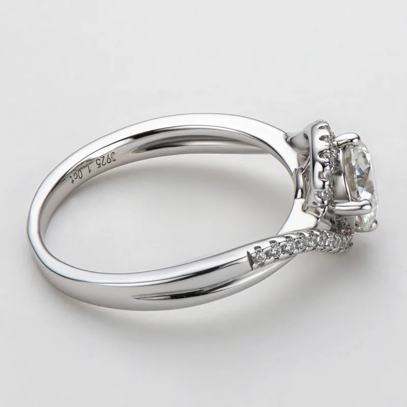 Round Brilliant Cut Moissanite Diamond Twisted Ring