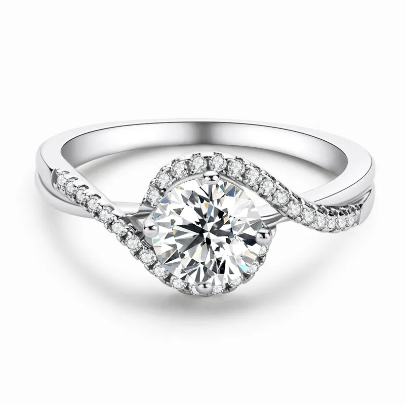 Round Brilliant Cut Moissanite Diamond Twisted Ring