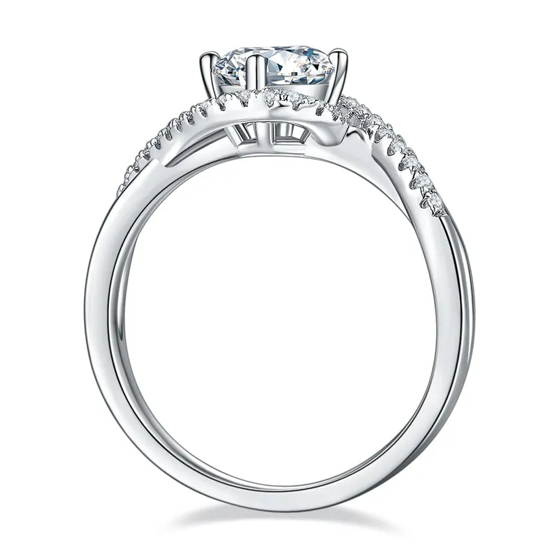 Round Brilliant Cut Moissanite Diamond Twisted Ring