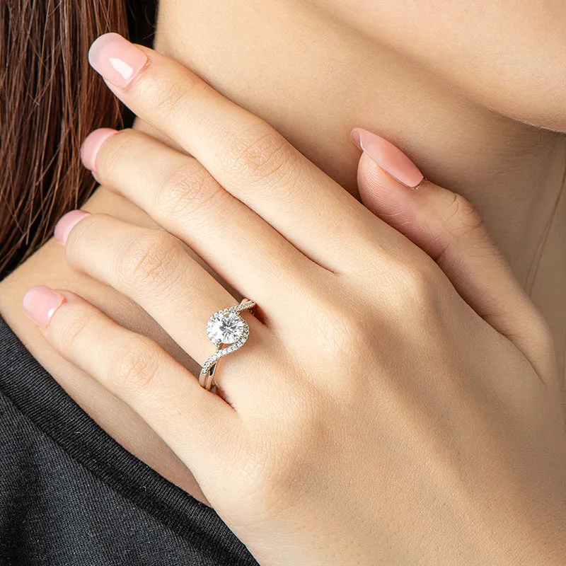 Round Brilliant Cut Moissanite Diamond Twisted Ring
