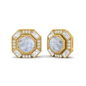 Round Rainbow Minimalist Delicate Stud Women Earrings 9k Yellow Gold