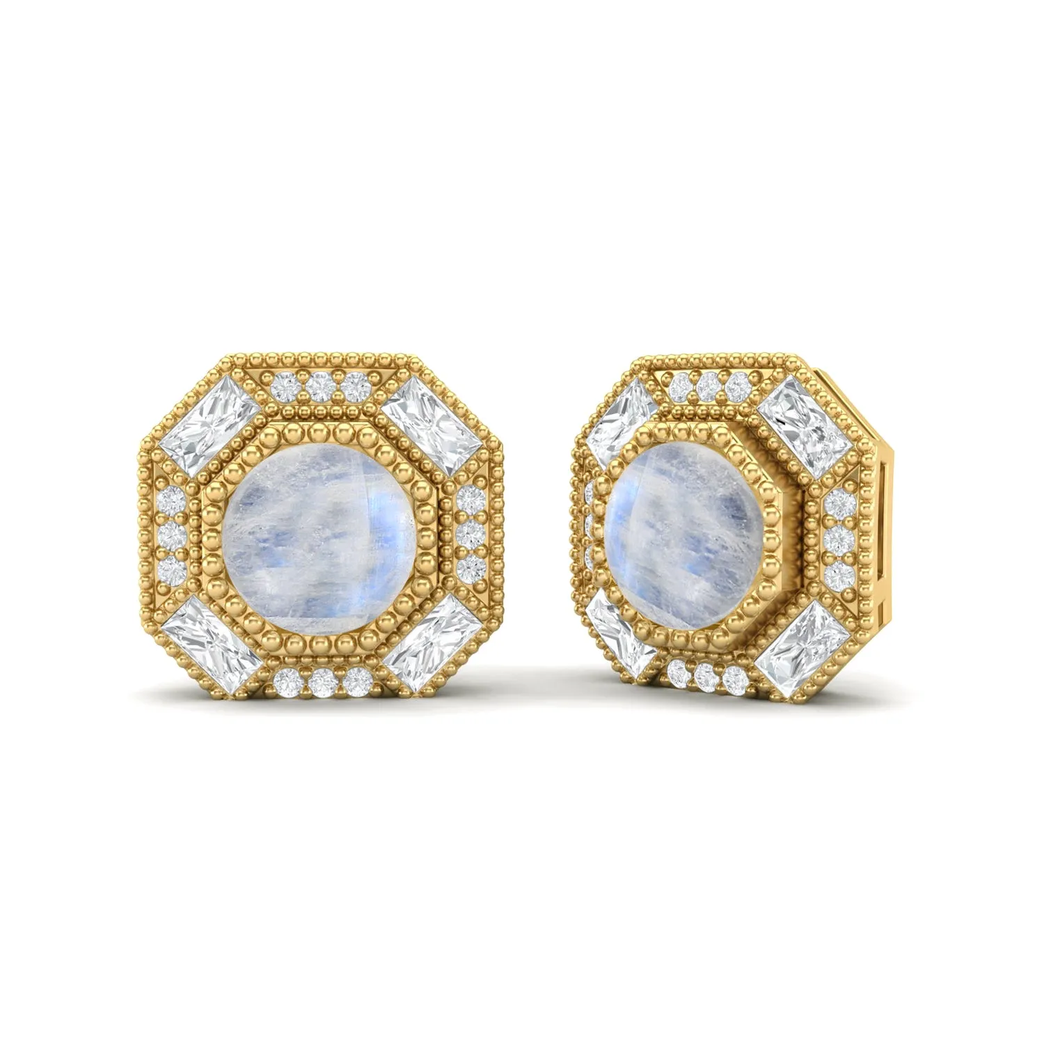 Round Rainbow Minimalist Delicate Stud Women Earrings 9k Yellow Gold