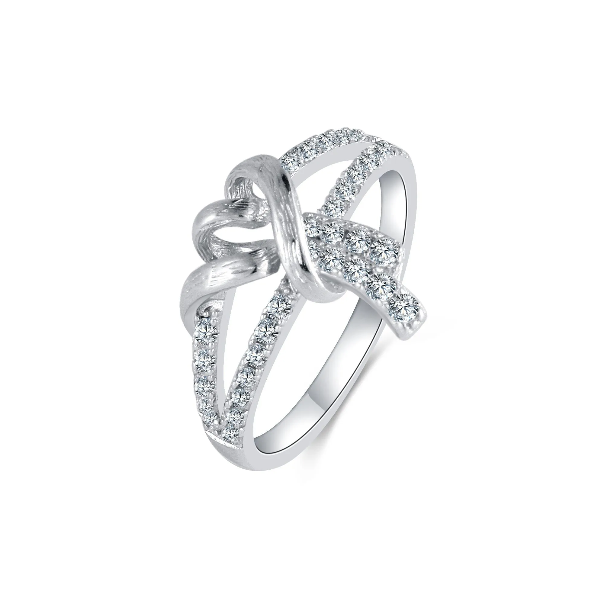 Royal Love Twisted Diamond Silver Ring