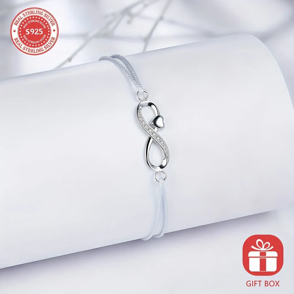 S925 Silver Women's Infinity Hand Rope with Jewelry Box