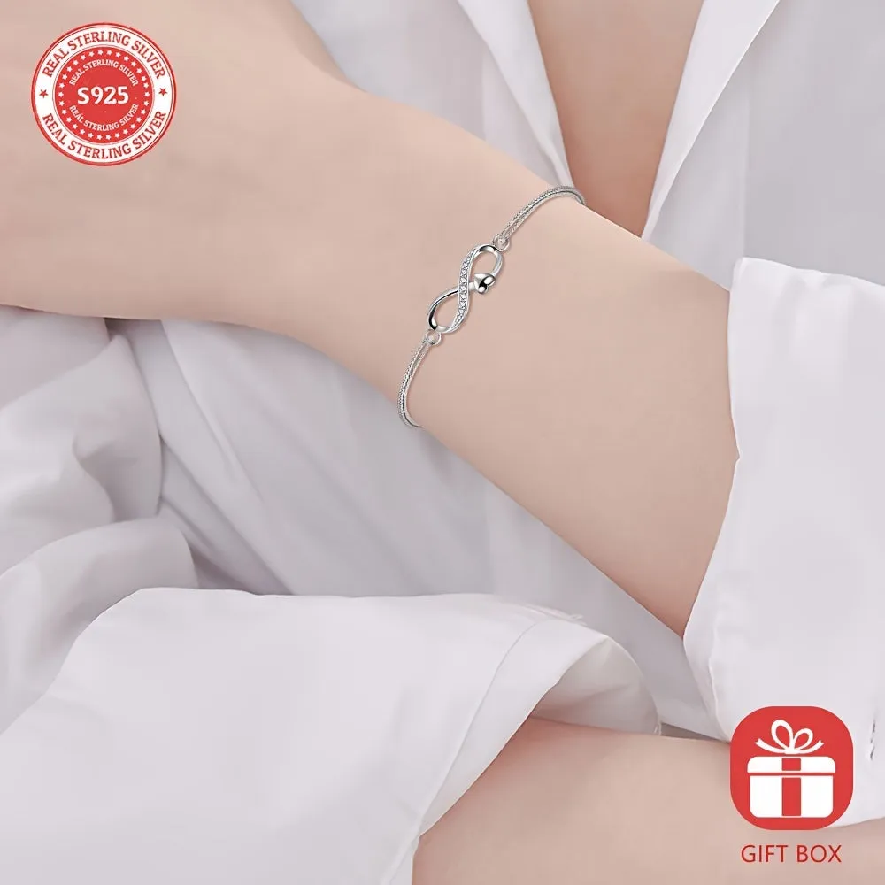 S925 Silver Women's Infinity Hand Rope with Jewelry Box