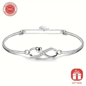 S925 Silver Women's Infinity Hand Rope with Jewelry Box