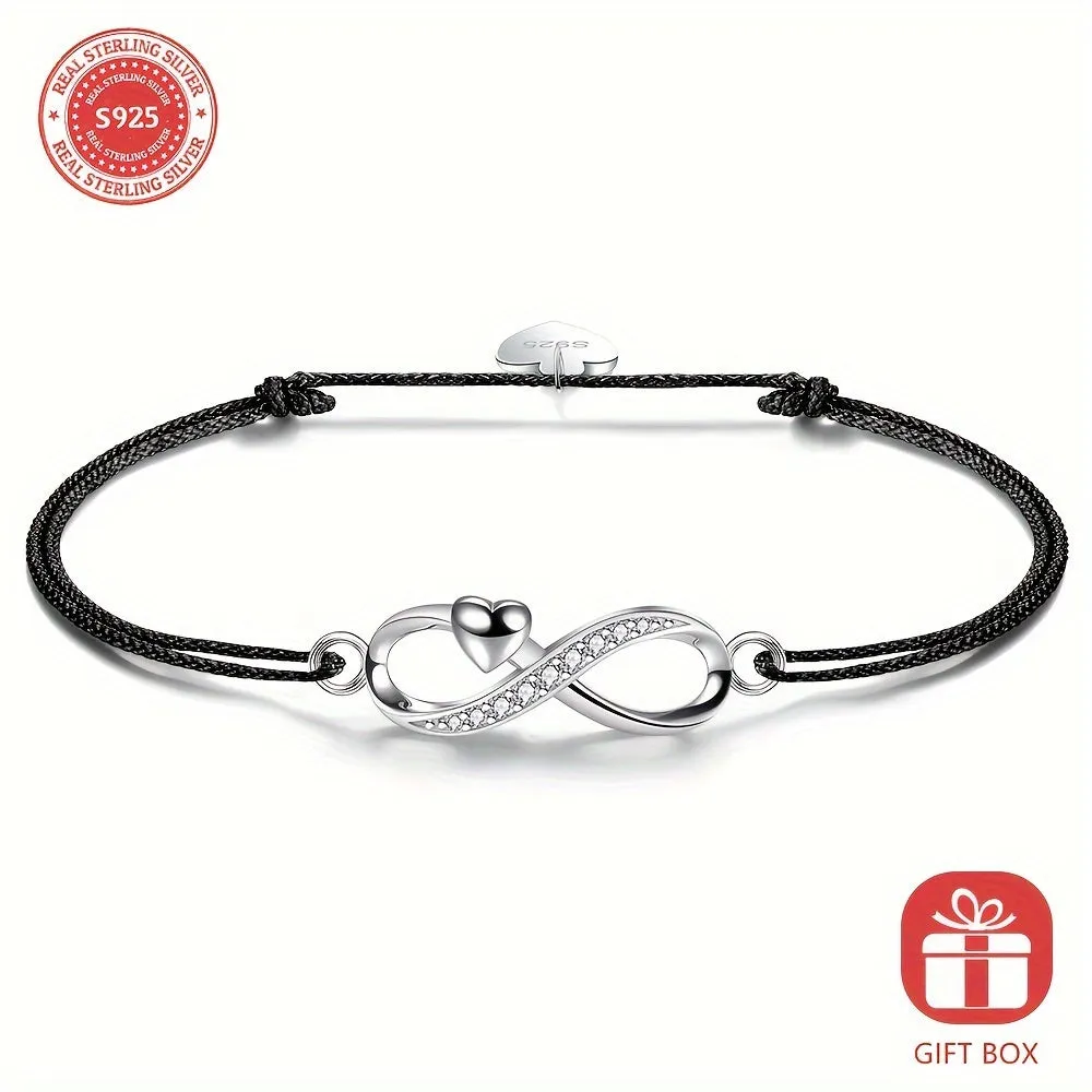 S925 Silver Women's Infinity Hand Rope with Jewelry Box