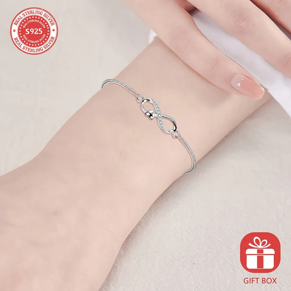 S925 Silver Women's Infinity Hand Rope with Jewelry Box