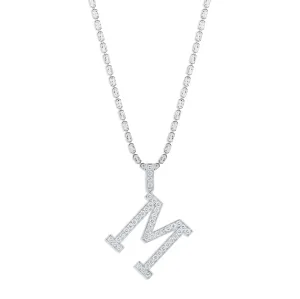 Sabel Collection White Gold Diamond M Initial Pendant