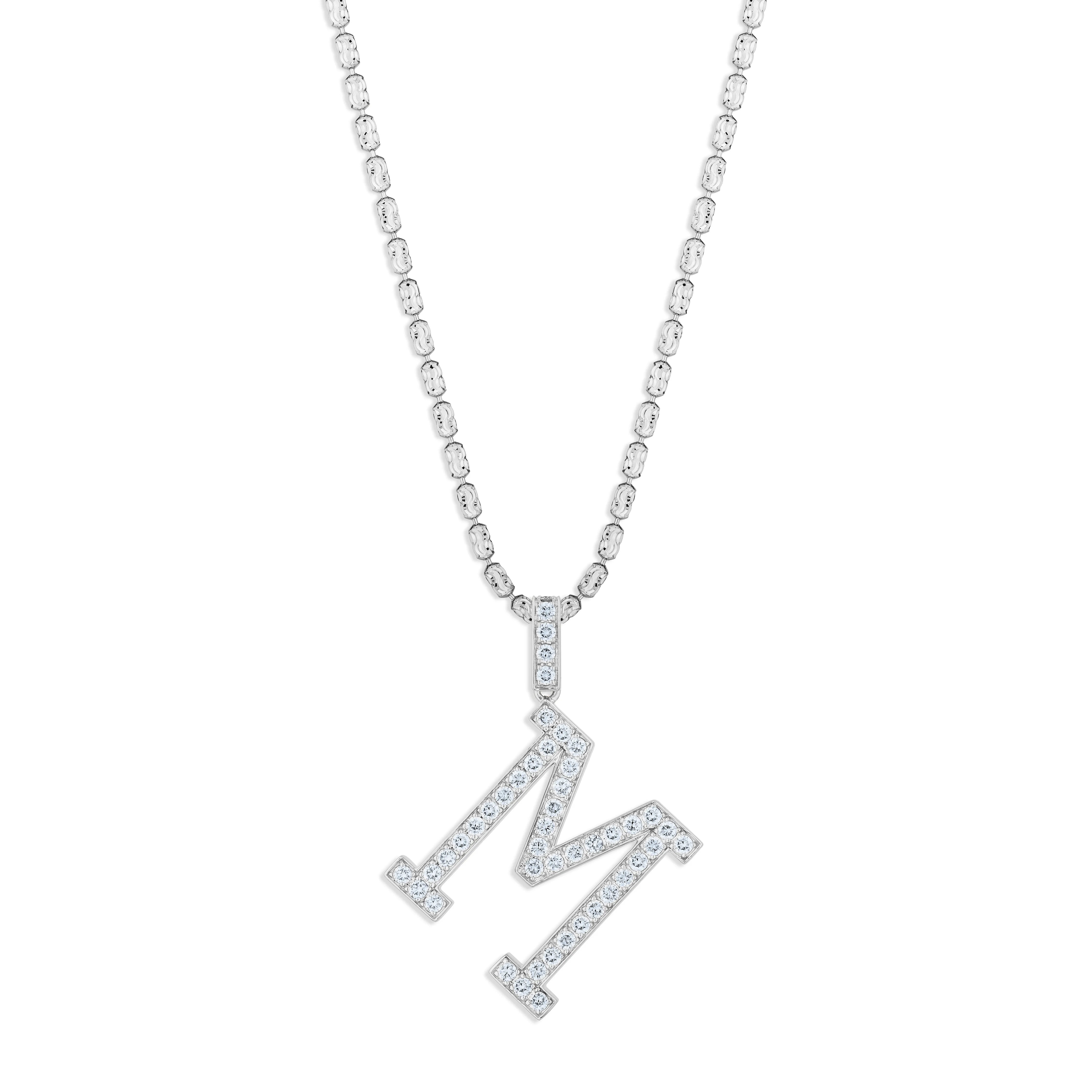 Sabel Collection White Gold Diamond M Initial Pendant