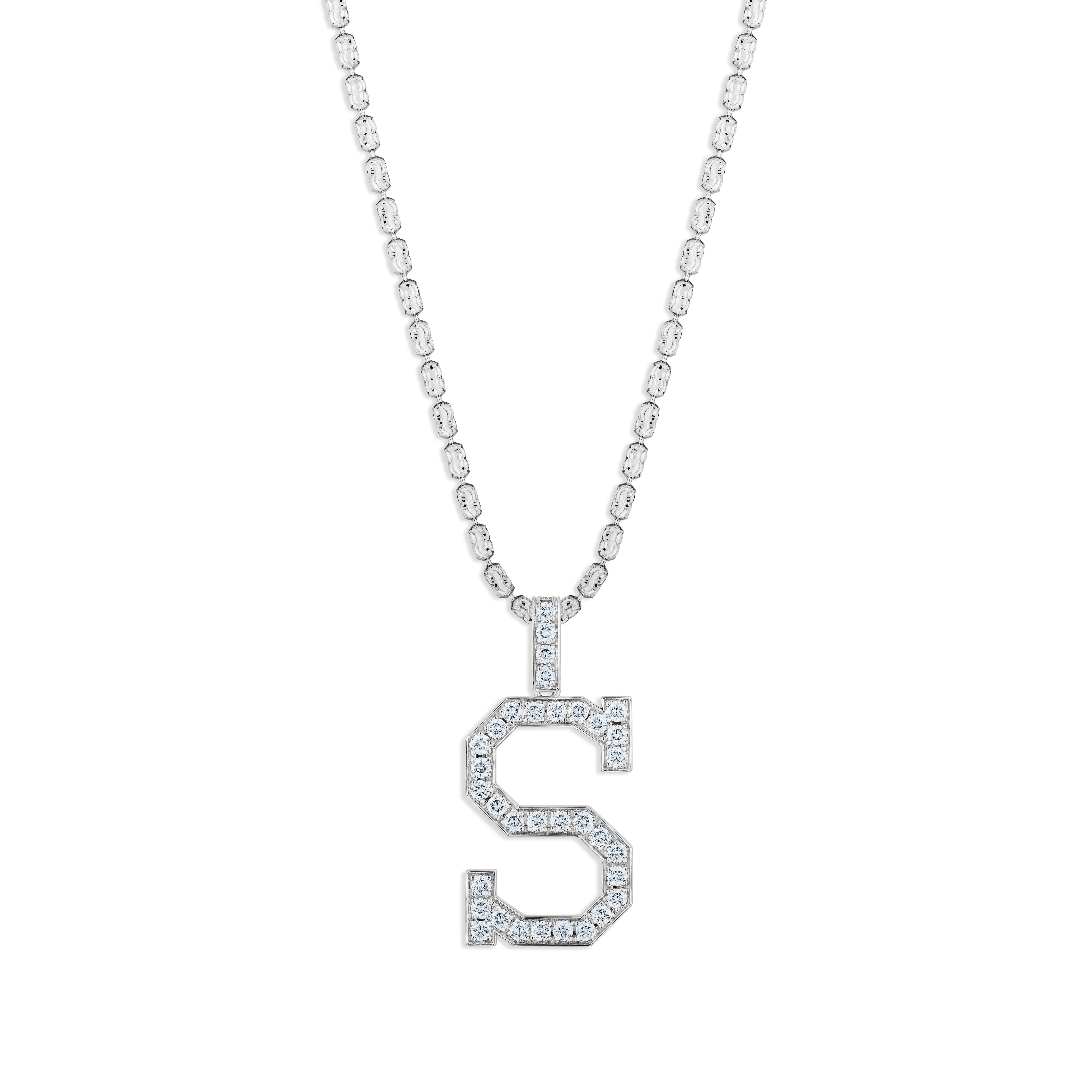 Sabel Collection White Gold Diamond S Initial Pendant