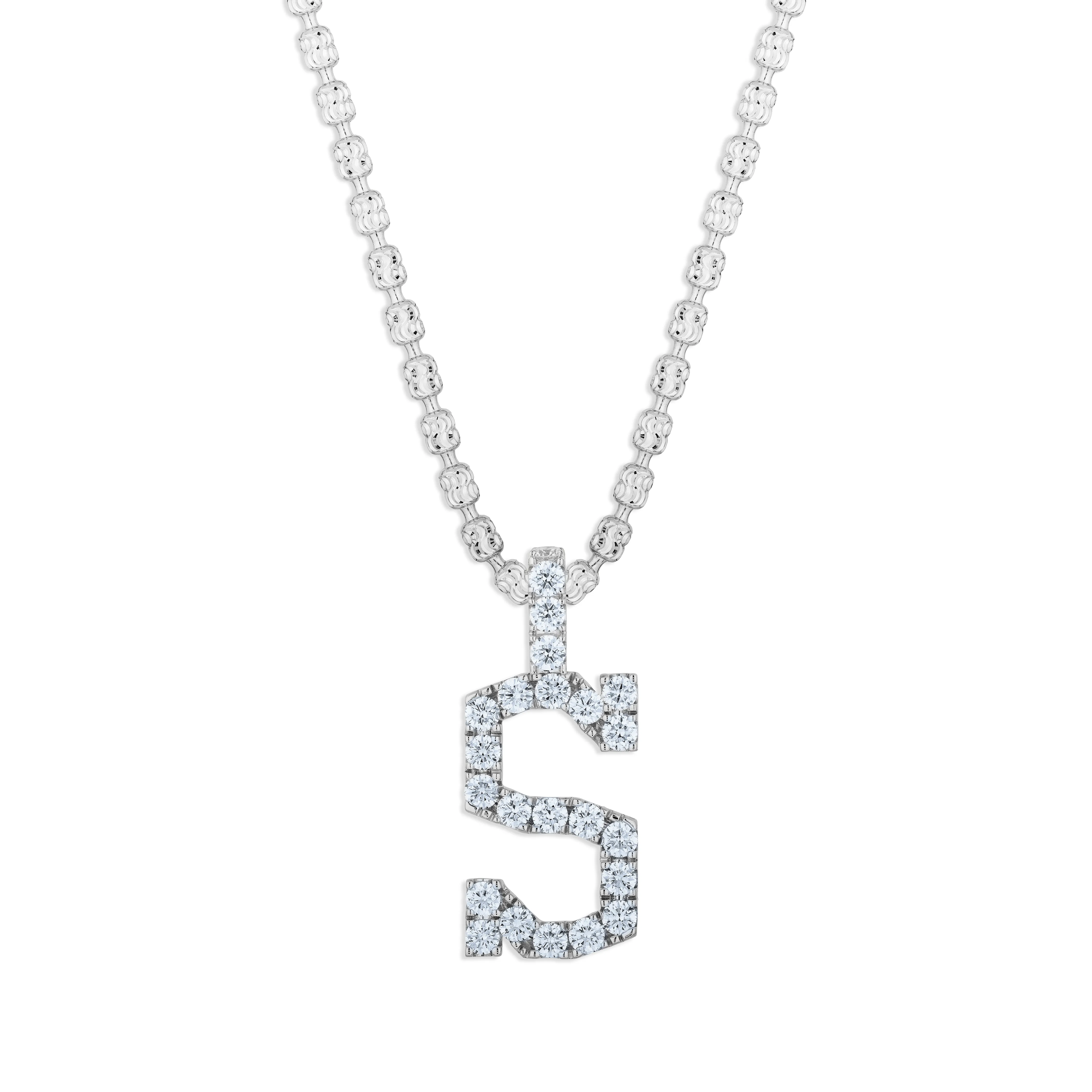 Sabel Collection White Gold Diamond S Initial Pendant