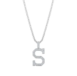 Sabel Collection White Gold Diamond S Initial Pendant