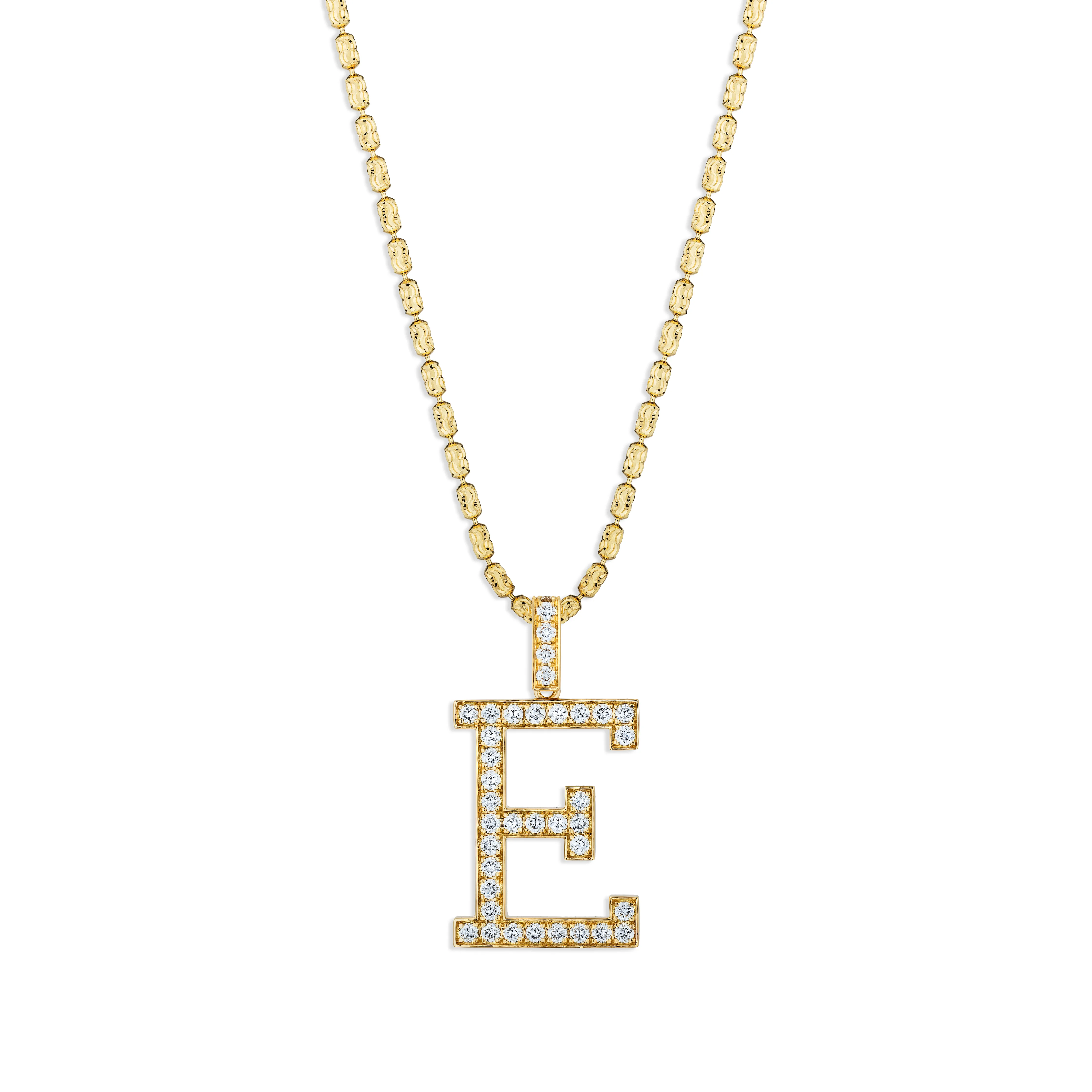 Sabel Collection Yellow Gold Diamond E Initial Pendant