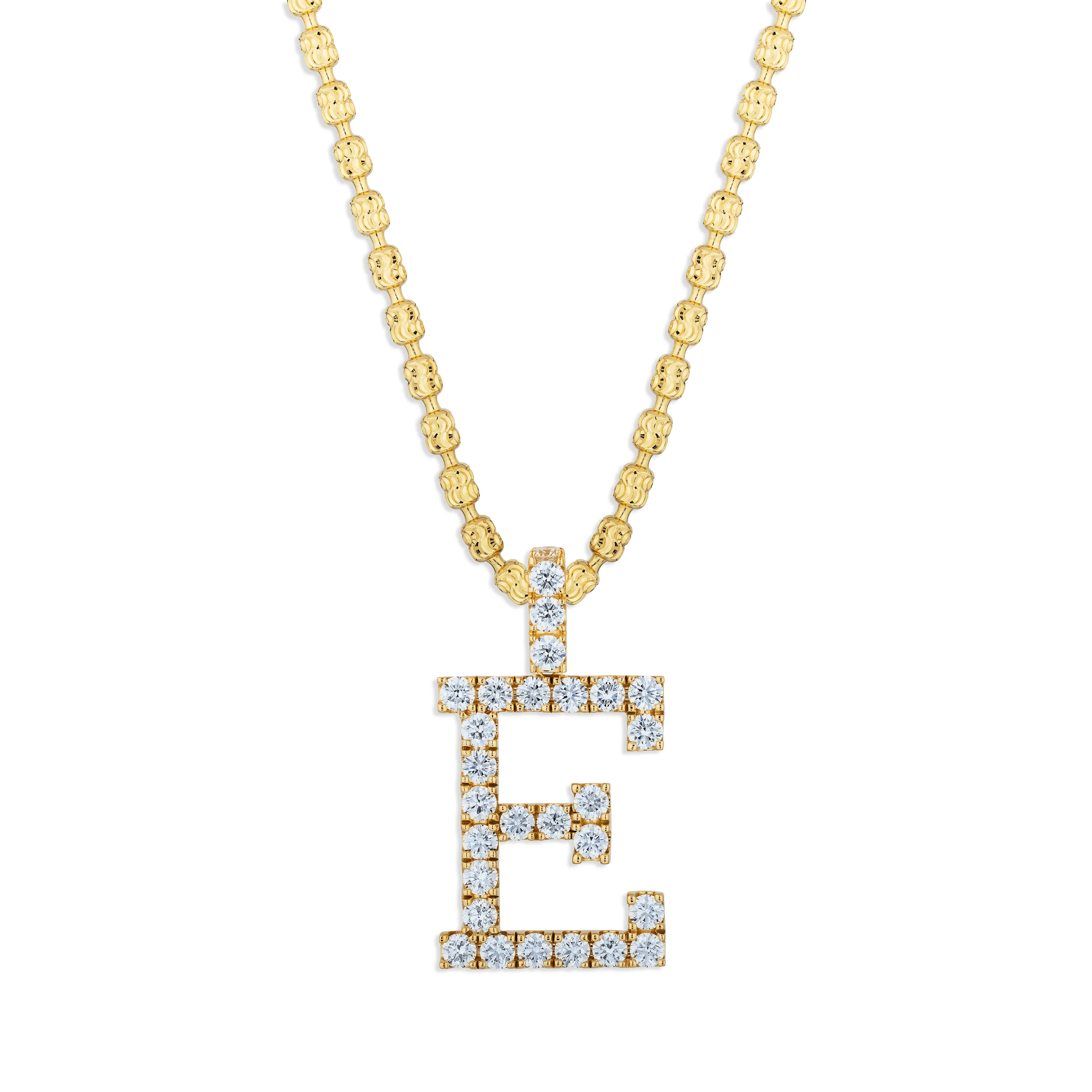 Sabel Collection Yellow Gold Diamond E Initial Pendant