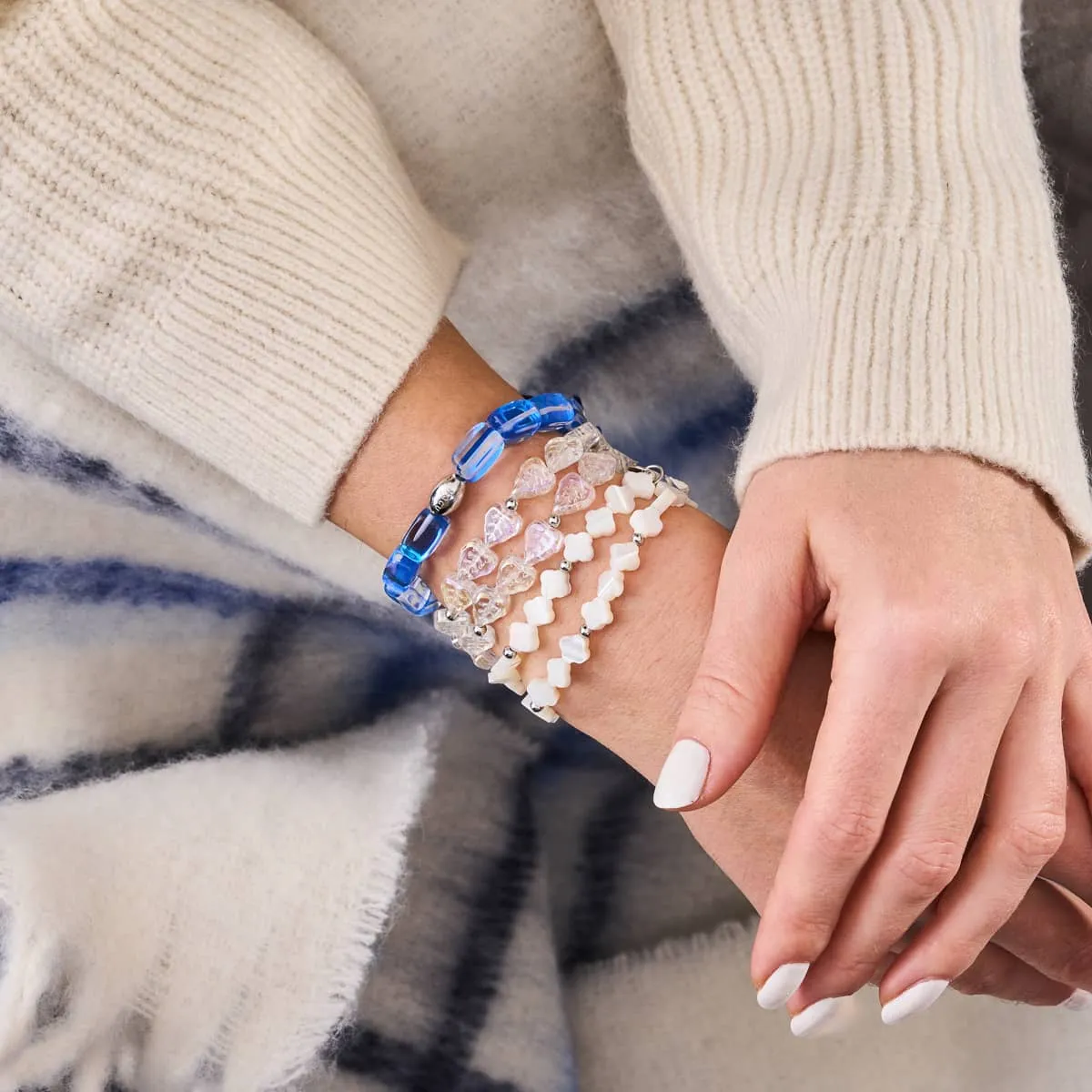 Sapphire Supernova | .925 Sterling Silver | Galaxy Glass Pebble Bracelet