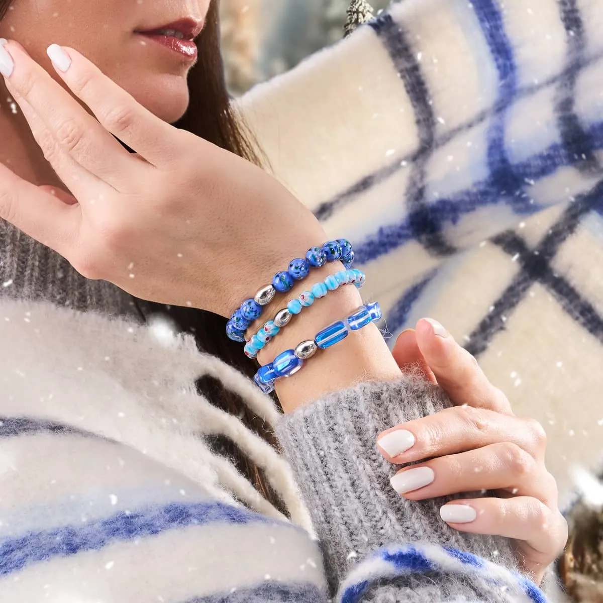 Sapphire Supernova | .925 Sterling Silver | Galaxy Glass Pebble Bracelet