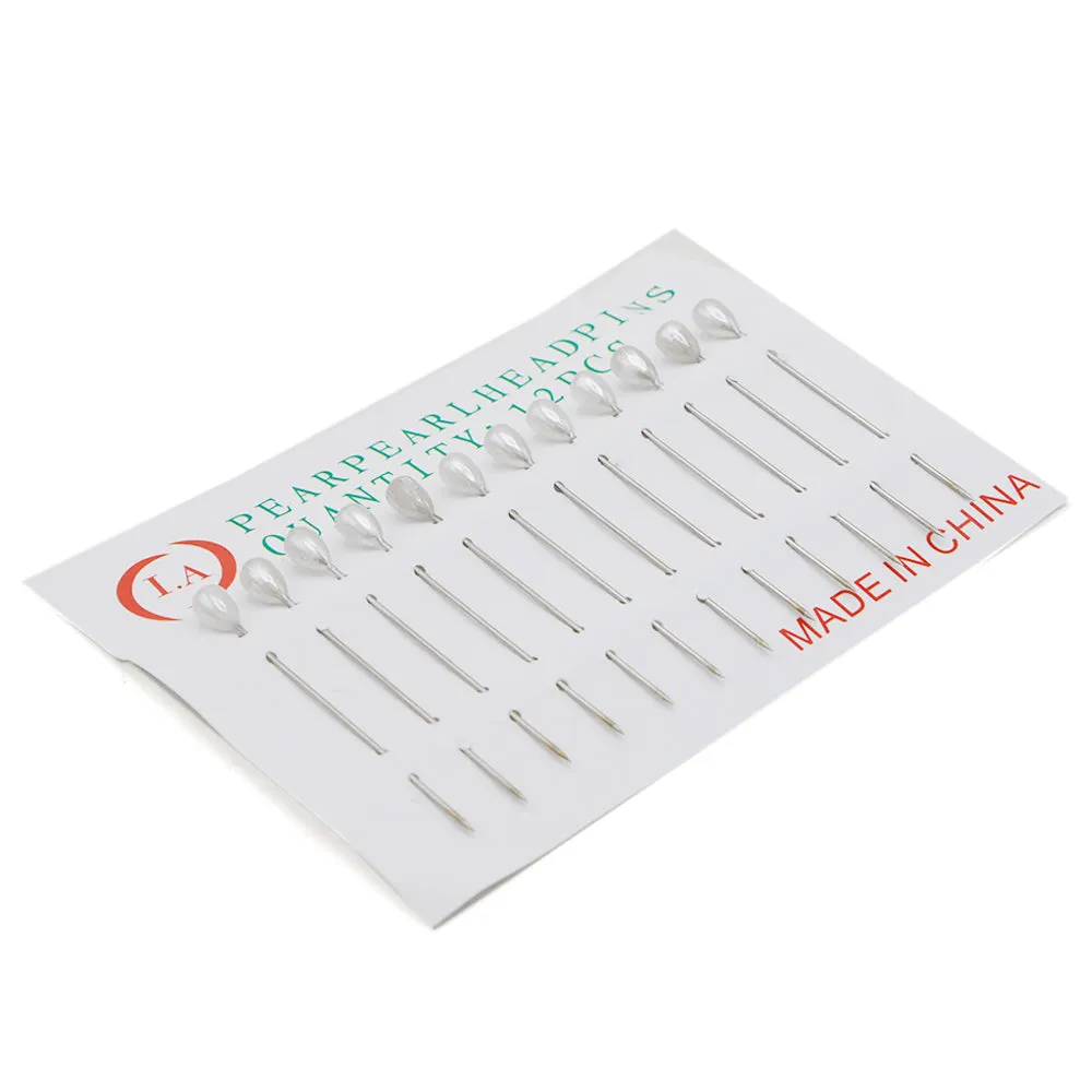 Scarf Pin 12Pc Card - White
