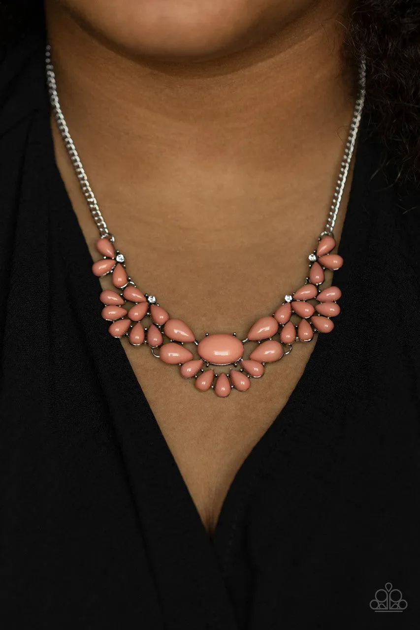 Secret Gardenista - Pink - Beaded Flower Paparazzi Short Necklace - 2021 Celebrate Convention Exclusive