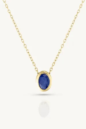 September Sapphire Gold Oval Birthstone Necklace