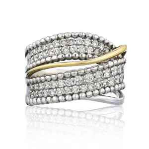 Shared Prong Twisted Gold Diamond Ring