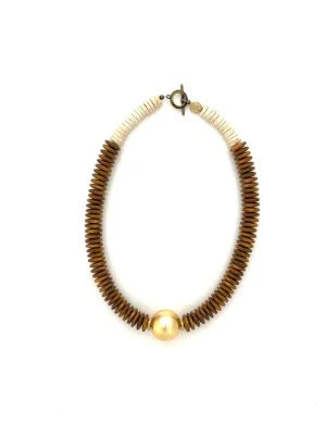 Short Classic - 19” - Brown/ Gold Round Bead