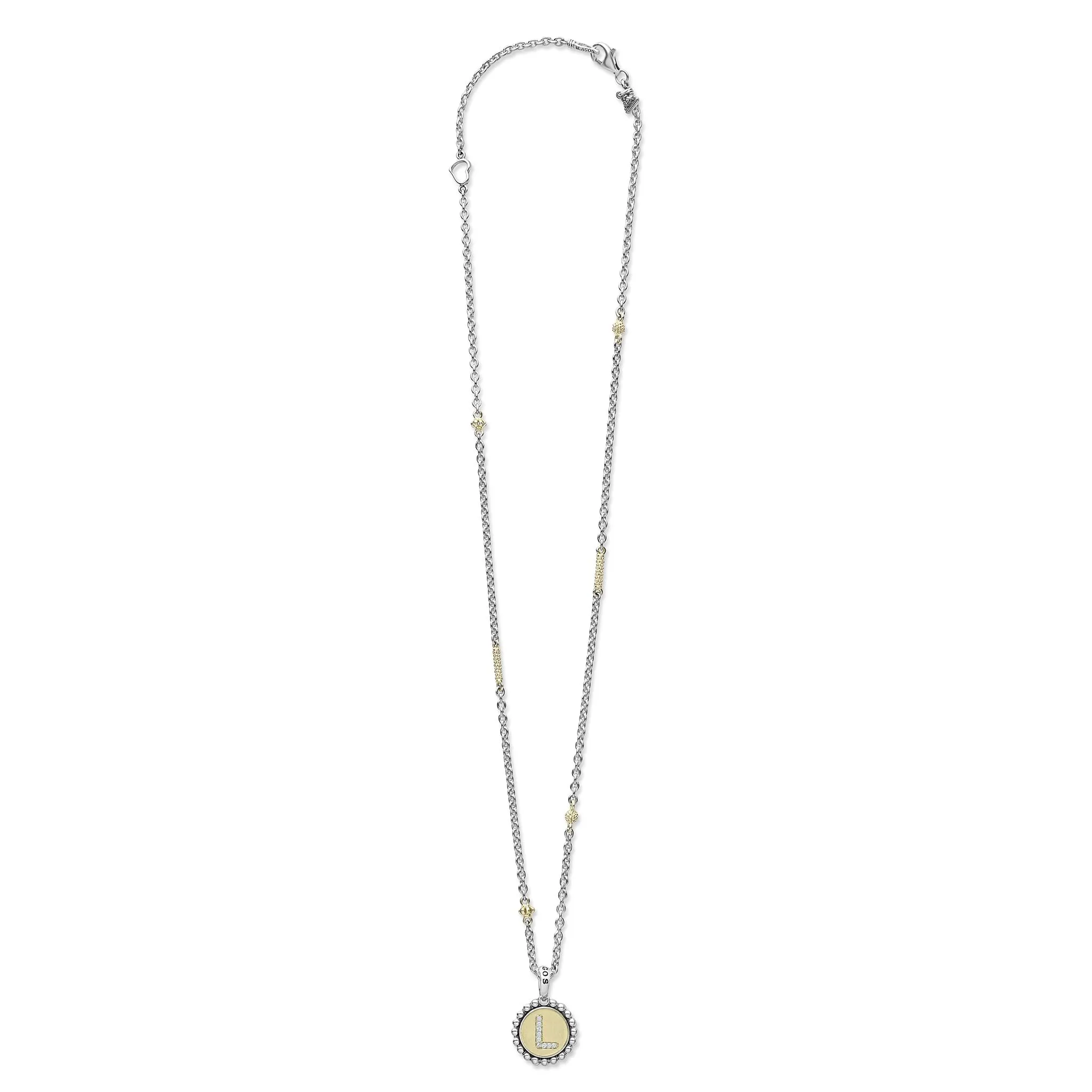 Signature Caviar L Initial Diamond Charm Necklace