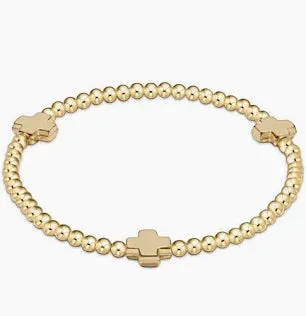 Signature Cross Gold Pattern 3MM Bead Bracelet-Gold