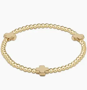 Signature Cross Gold Pattern 3MM Bead Bracelet-Gold