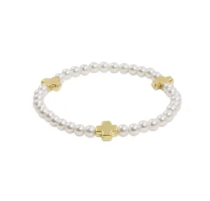 Signature Cross Pearl Pattern Gold 4mm Bead Bracelet