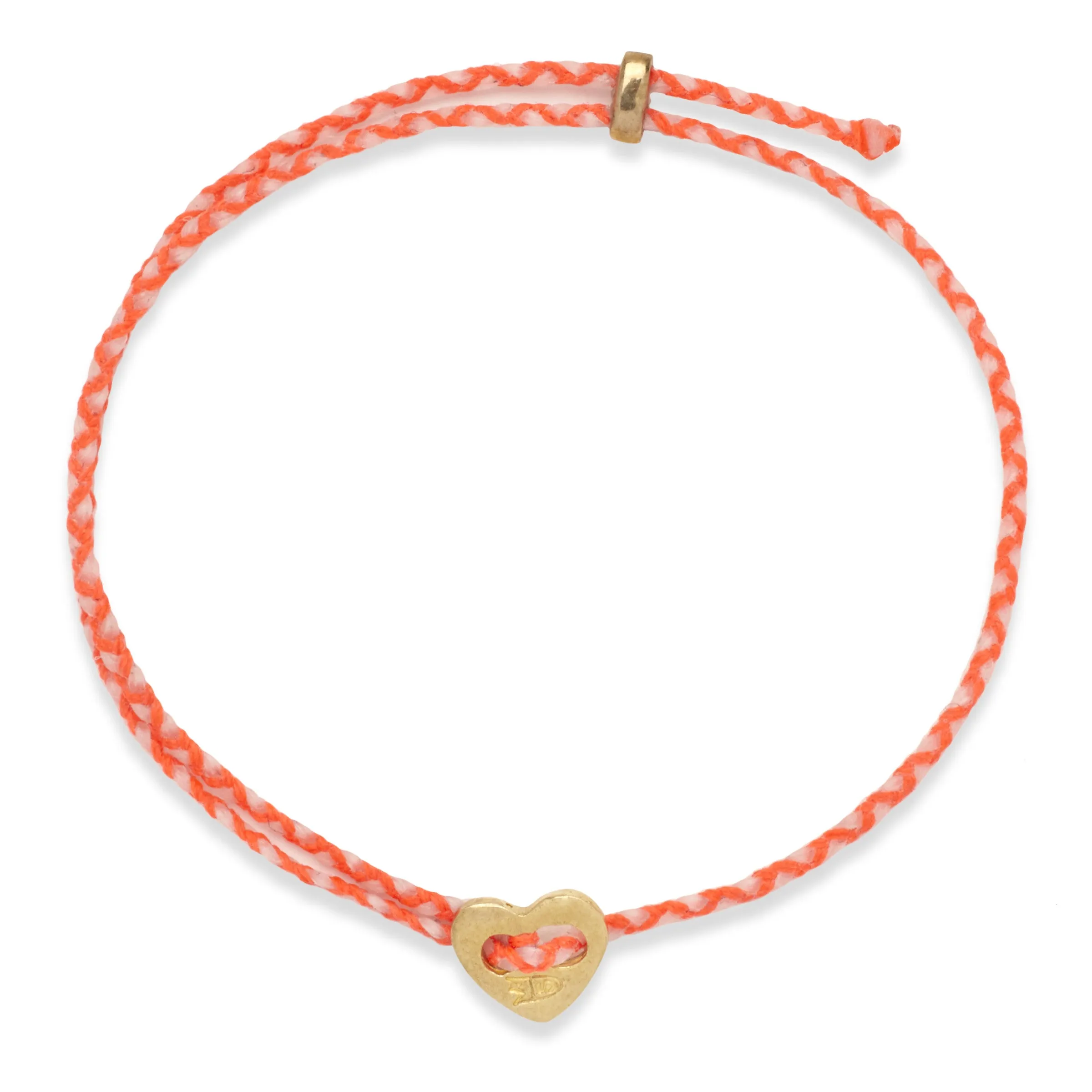 Signature Heart Button Bracelet in Neon Peach & White
