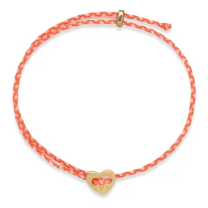 Signature Heart Button Bracelet in Neon Peach & White