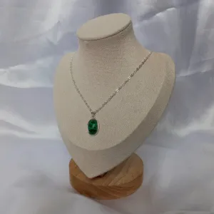 Silver & Green Charm Necklace - Green Necklaces,Emerald Green Jewellery,Silver Necklaces In The UK,Silver Jewellery In The UK,Green Stone