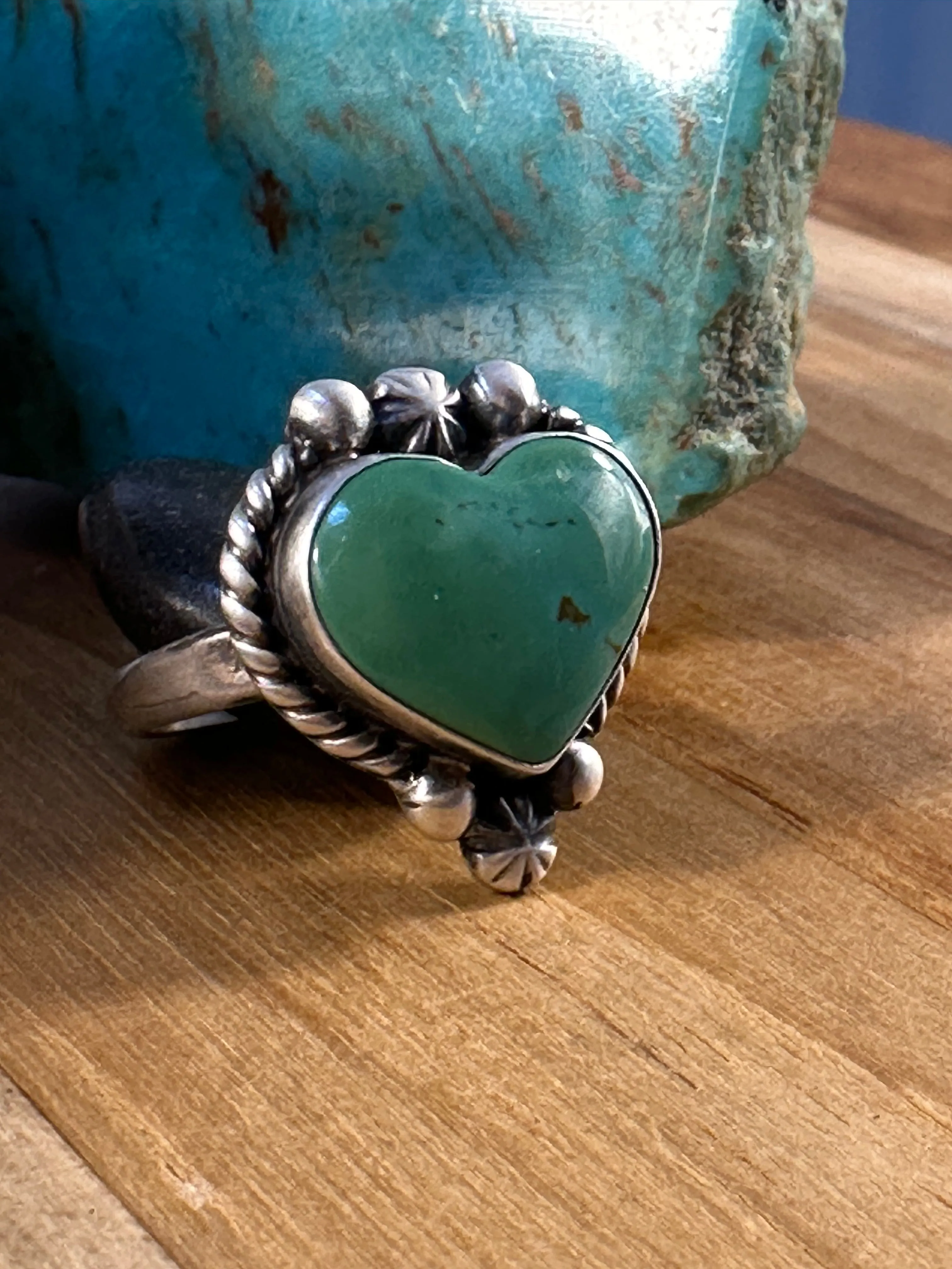 Silver and Turquoise Heart Rings