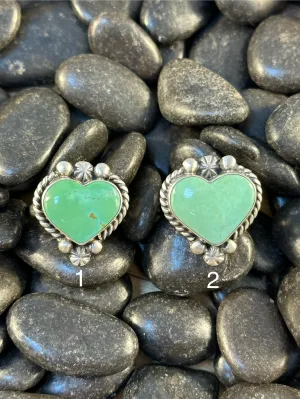 Silver and Turquoise Heart Rings
