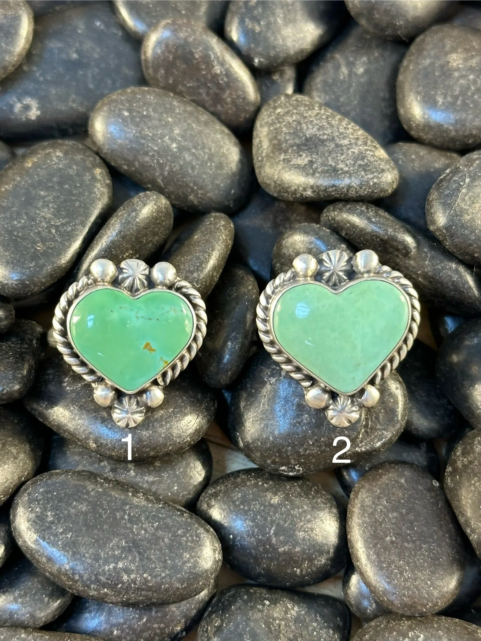 Silver and Turquoise Heart Rings