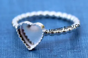 Silver Beaded 8mm Serrated Heart Bezel Ring Blank